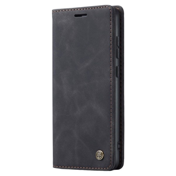 „CaseMe“ Retro solīds atvēramais ādas maciņš - melns (Galaxy S24+)