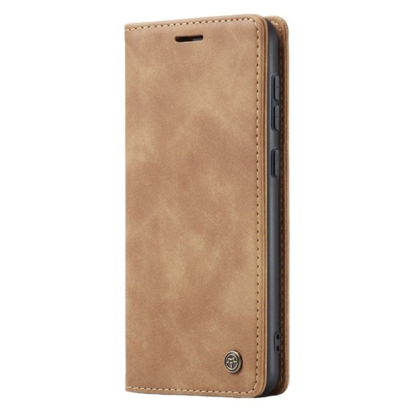 „CaseMe“ Retro solīds atvēramais ādas maciņš - gaiši brūns (Galaxy S24+)