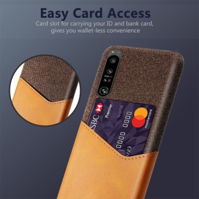 Sony Xperia 1 IV „KSQ“ Shell brūns ādas apvalks ar iebūvētu karšu turētāju | Vacins.lv