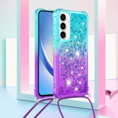 Samsung Galaxy A55 5G (SM-A556) „Strap“ Shine kieto silikono TPU mėlynas violetinis dėklas - nugarėlė | Priedai.lt