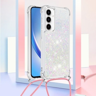 Samsung Galaxy A55 5G (SM-A556) „Strap“ Shine kieto silikono TPU skaidrus dėklas - nugarėlė | Priedai.lt