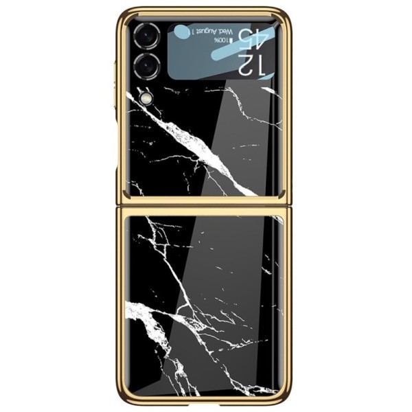 „GKK“ Marble plastmasas apvalks - melns / zelta (Galaxy Z Flip3)