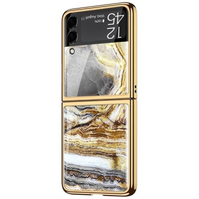 Samsung Galaxy Z Flip3 (F711) GKK Marble zelta plastika apvalks | vacins.lv