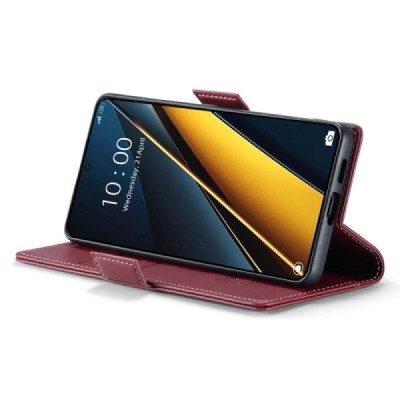 Xiaomi Poco X6 Pro 5G (Redmi K70E) CaseMe Leather solidus atverčiamas bordo odinis dėklas - knygutė | Priedai.lt