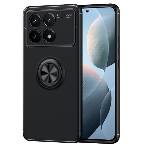 „FOCUS“ Kickstand cieta silikona (TPU) apvalks - melns (Poco X6 Pro 5G / Redmi K70E)