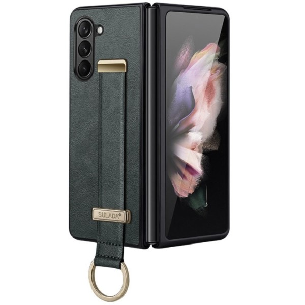 „Sulada“ Leather Kickstand ādas apvalks - zaļš (Galaxy Fold6)