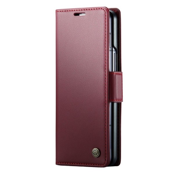 „CaseMe“ Leather solīds atvēramais ādas maciņš - bordo (Galaxy Fold6)