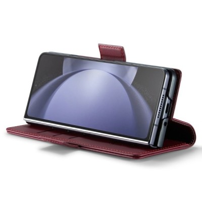 Samsung Galaxy Fold6 5G (SM-F956B) „CaseMe“ Leather solīds atvēramais ādas bordo maciņš - maks | Vacins.lv