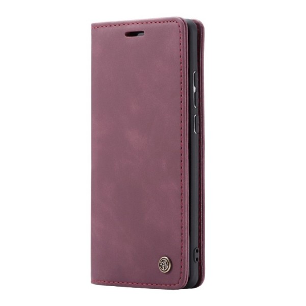 „CaseMe“ Retro solīds atvēramais ādas maciņš - bordo (Xiaomi Poco F2 Pro)
