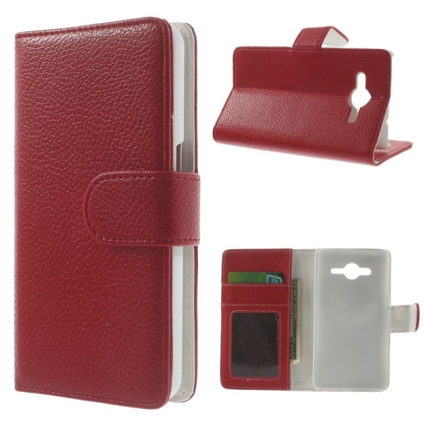 „Litchi“ atverčiamas dėklas - raudonas (Galaxy Core 2)