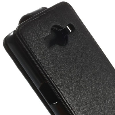 Samsung Galaxy Core 2 G355 klasikinis vertikaliai atverčiamas juodas odinis dėklas / Priedai.lt
