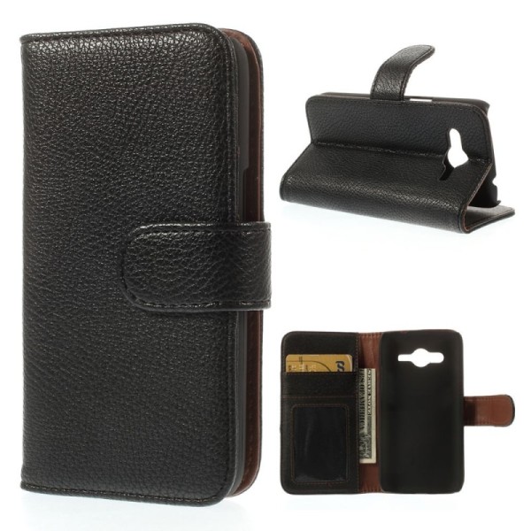 „Litchi“ atvēramais futrālis - melns (Galaxy Core LTE)