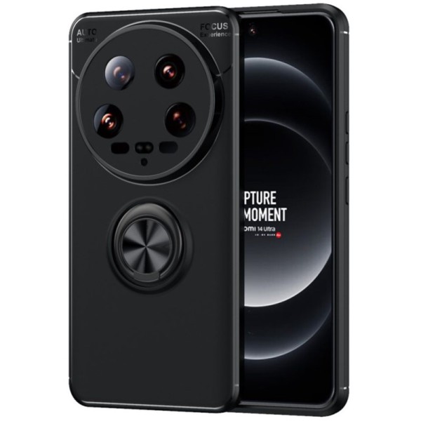 "FOCUS" Kickstand cieta silikona (TPU) apvalks - melns (Xiaomi 14 Ultra)