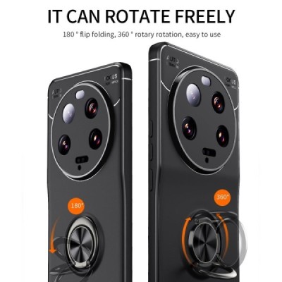 Xiaomi 13 Ultra "FOCUS" Kickstand cieta silikona (TPU) melns apvalks | vacins.lv