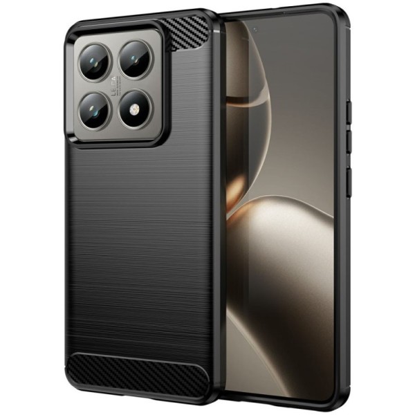 "Carbon" cieta silikona (TPU) apvalks - melns (Xiaomi 14T / 14T Pro)