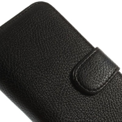 Samsung Galaxy Core LTE G386 atvēramais melns ādas Litchi futrālis - maciņš / Vacins.lv