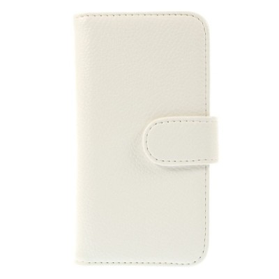 Samsung Galaxy Core LTE G386 atvēramais balts ādas Litchi futrālis - maciņš / Vacins.lv