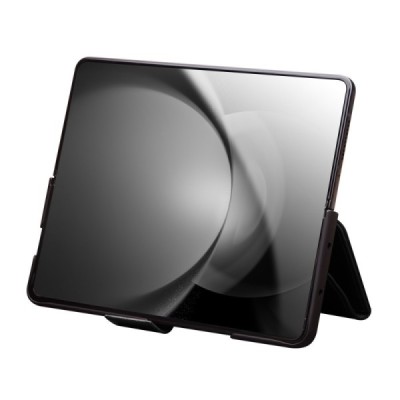 Samsung Galaxy Fold6 „QIALINO“ atverčiamas juodas odinis dėklas - knygutė | Priedai.lt