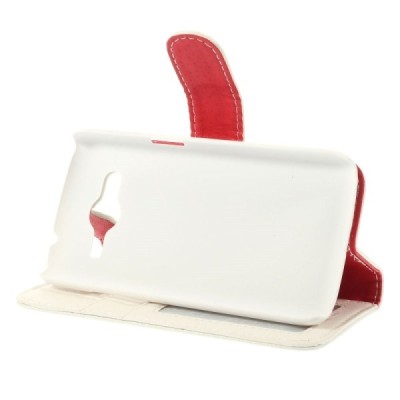 Samsung Galaxy Core LTE G386 atvēramais balts ādas Litchi futrālis - maciņš / Vacins.lv