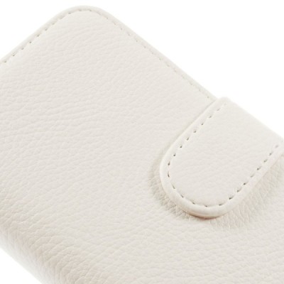 Samsung Galaxy Core LTE G386 atvēramais balts ādas Litchi futrālis - maciņš / Vacins.lv