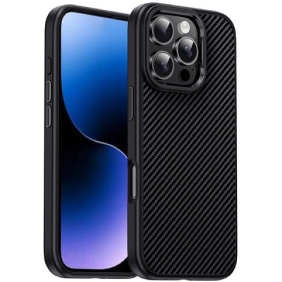 Apple iPhone 16 Pro Max "IPAKY" Carbon silikona TPU melns apvalks | Vacins.lv