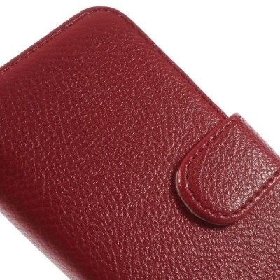 Samsung Galaxy Core LTE G386 atvēramais sarkans ādas Litchi futrālis - maciņš / Vacins.lv