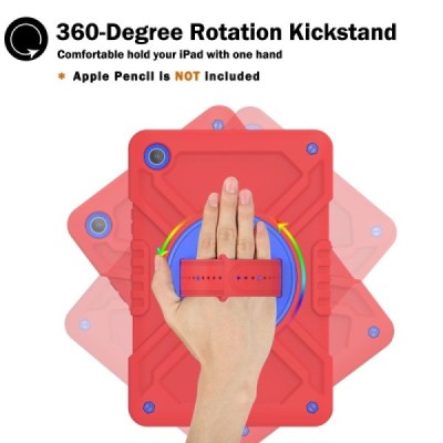 Samsung Galaxy Tab A9+ pastiprinātas aizsardzības krāsains, sarkans (360°) apvalks, vaciņš | Vacins.lv