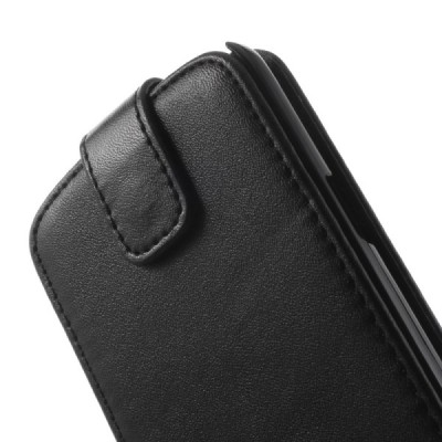 Samsung Galaxy Core LTE G386 klasikinis vertikaliai atverčiamas juodas odinis dėklas / Priedai.lt