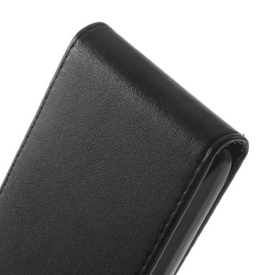 Samsung Galaxy Core LTE G386 klasikinis vertikaliai atverčiamas juodas odinis dėklas / Priedai.lt