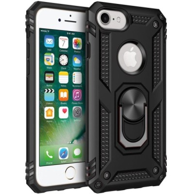 Sustiprintos apsaugos „Kickstand“ Apple iPhone 7, 8, SE 2020, SE 2022 juodas kieto silikono (TPU) ir plastiko dėklas | Priedai.l