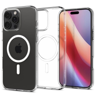 Apple iPhone 16 Pro "Spigen" Liquid Crystal MagFit dzidrs, caurspīdīgs cieta silikona apvalks | vacins.lv