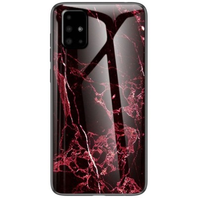 Samsung Galaxy A51 „Marble“ kieto silikono TPU raudonas dėklas - nugarėlė | Priedai.lt