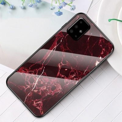 Samsung Galaxy A51 „Marble“ kieto silikono TPU raudonas dėklas - nugarėlė | Priedai.lt