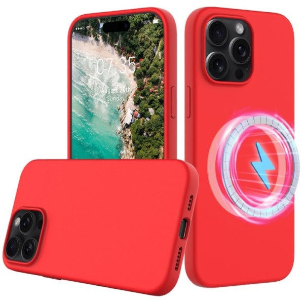 "Shell" MagSafe cieta silikona (TPU) apvalks - sarkans (iPhone 16 Pro)