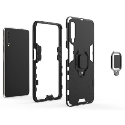 Sustiprintos apsaugos „Kickstand“ Samsung Galaxy A7 2018 juodas kieto silikono (TPU) ir plastiko dėklas | Priedai.lt