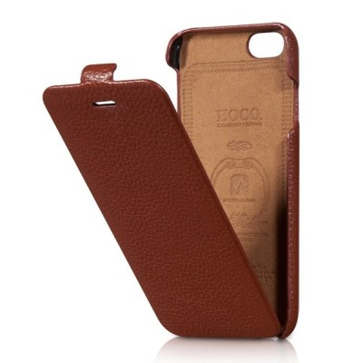 Prabangus „HOCO“ Duke serijos odinis vertikaliai atverčiamas rudas Apple iPhone 6 (6s) dėklas / Priedai.lt
