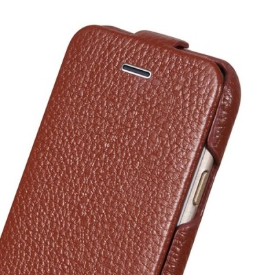 Prabangus „HOCO“ Duke serijos odinis vertikaliai atverčiamas rudas Apple iPhone 6 (6s) dėklas / Priedai.lt