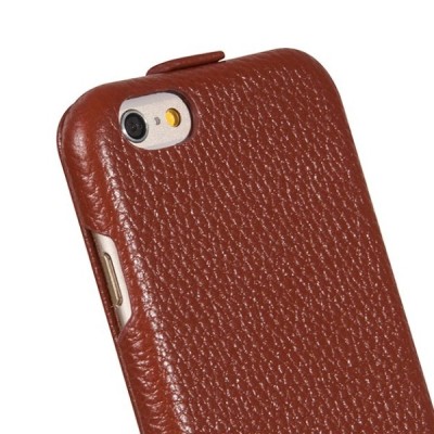 Prabangus „HOCO“ Duke serijos odinis vertikaliai atverčiamas rudas Apple iPhone 6 (6s) dėklas / Priedai.lt