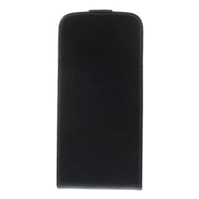 Samsung Galaxy S5 mini G800 klasikinis vertikaliai atverčiamas juodas odinis dėklas / Priedai.lt