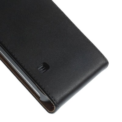 Samsung Galaxy S5 mini G800 klasikinis vertikaliai atverčiamas juodas odinis dėklas / Priedai.lt