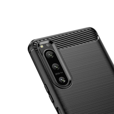 Sony Xperia 5 IV „Mofi“ Carbon cieta silikona (TPU) melns vāciņš | Vacins.lv