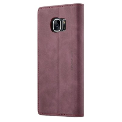 Samsung Galaxy S7 (G930) CaseMe Retro solīds atvēramais ādas bordo maciņš - maks | Vacins.lv