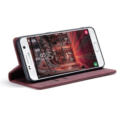 Samsung Galaxy S7 (G930) CaseMe Retro solīds atvēramais ādas bordo maciņš - maks | Vacins.lv