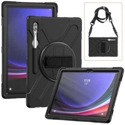 Samsung Galaxy Tab S8 Ultra 14.6" (X900, X906) „Kickstand“ pastiprinātas aizsardzības melns (360°) apvalks, vaciņš | Vacins.lv