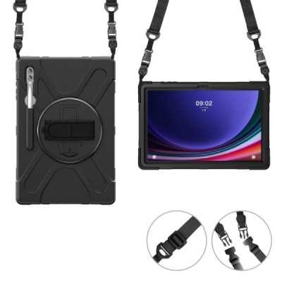 Samsung Galaxy Tab S8 Ultra 14.6" (X900, X906) „Kickstand“ pastiprinātas aizsardzības melns (360°) apvalks, vaciņš | Vacins.lv