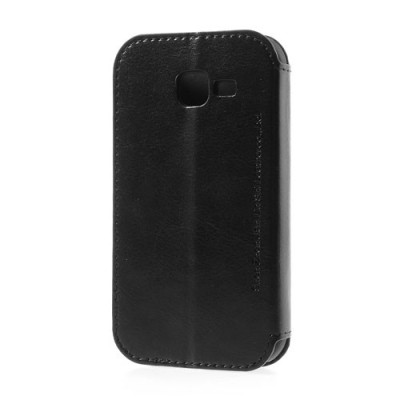 Samsung Galaxy Trend II S7570 atverčiamas juodas odinis dėklas - knygutė / Priedai.lt