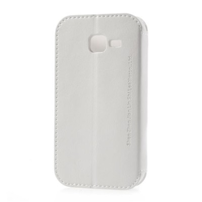 Samsung Galaxy Trend II S7570 atverčiamas baltas odinis dėklas - knygutė / Priedai.lt