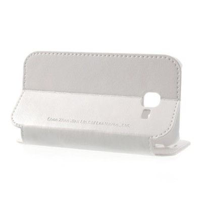 Samsung Galaxy Trend II S7570 atverčiamas baltas odinis dėklas - knygutė / Priedai.lt