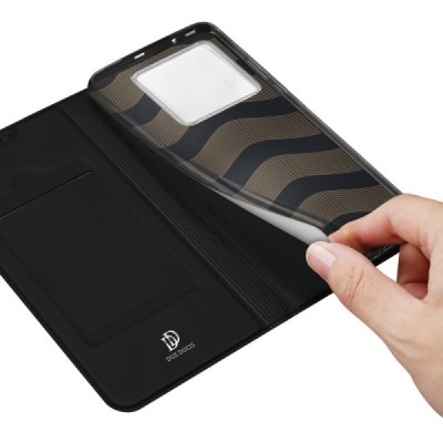 Xiaomi 13T (13T Pro) „Dux Ducis“ Skin sērijas melns ādas atvērams maciņš | Vacins.lv