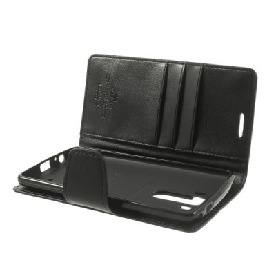 LG G3 Mercury Sonata atvērams melns ādas futrālis - maciņš / Vacins.lv